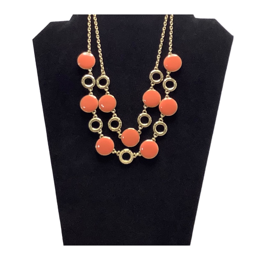 Coral/Tangerine Circles & Hollowed Hammered SML Rings